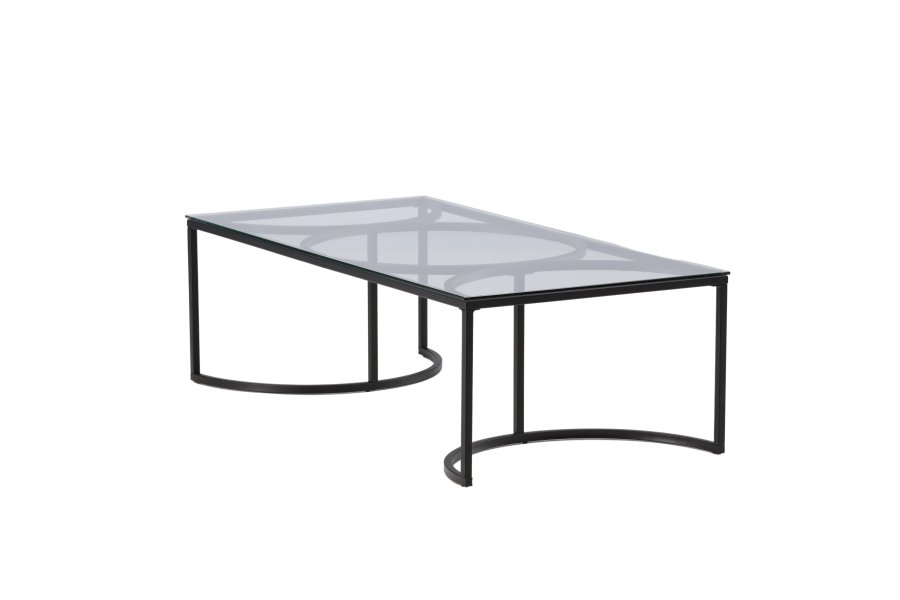 VENTURE DESIGN Skanör sofabord, rektangulr - klar glas og sort stl (140x70)