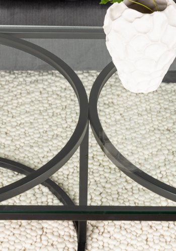 VENTURE DESIGN Skanör sofabord, rektangulr - klar glas og sort stl (140x70)