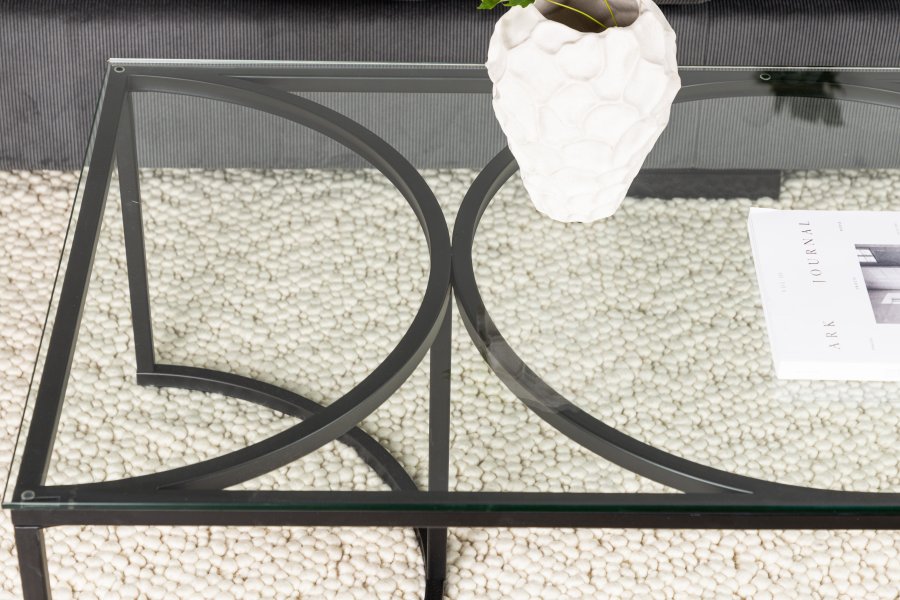 VENTURE DESIGN Skanör sofabord, rektangulr - klar glas og sort stl (140x70)