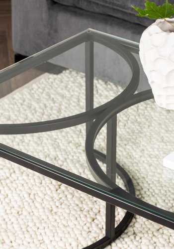VENTURE DESIGN Skanör sofabord, rektangulr - klar glas og sort stl (140x70)