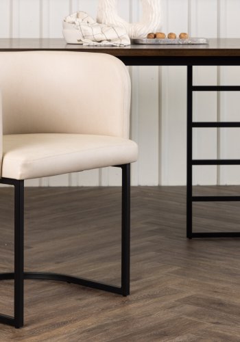 VENTURE DESIGN Simrishamn spisebordsstol, m. armln - beige TC-stof og sort stl