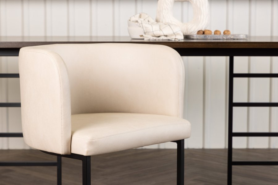 VENTURE DESIGN Simrishamn spisebordsstol, m. armln - beige TC-stof og sort stl