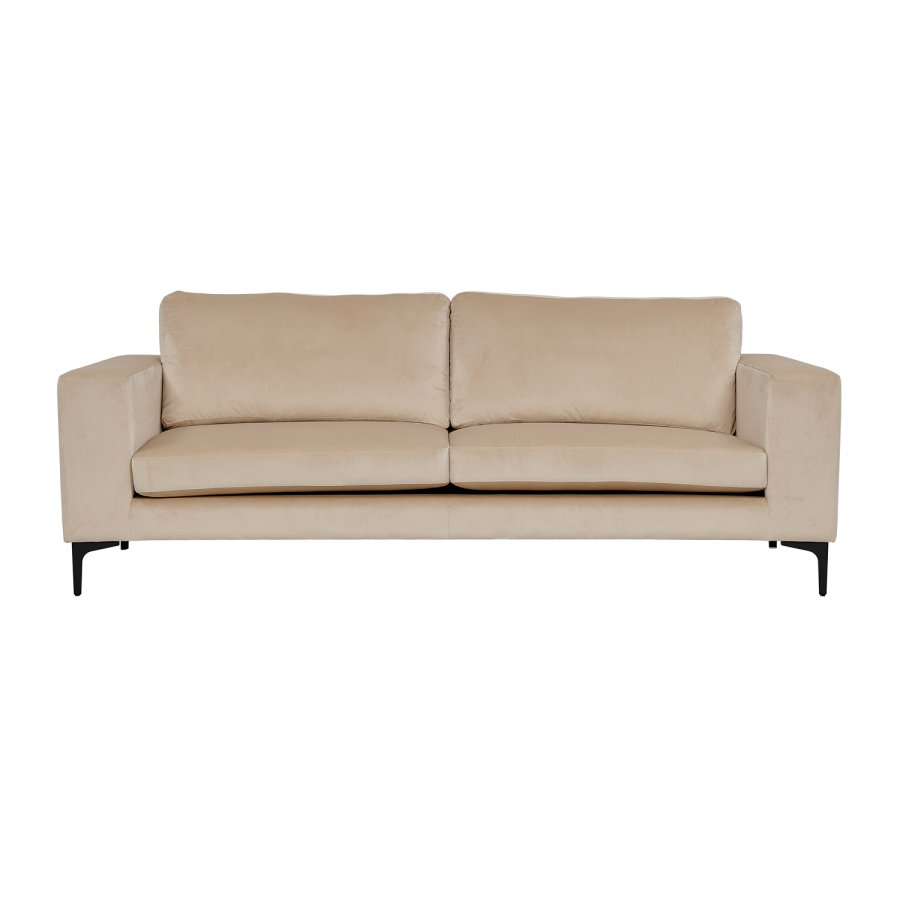 VENTURE DESIGN Bolero 3 pers. sofa - beige velour og sort metal