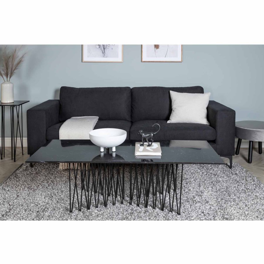 VENTURE DESIGN Bolero 3 pers. sofa - sort polyester og sort metal