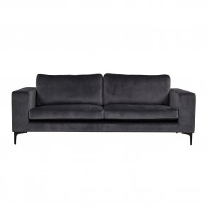 VENTURE DESIGN Bolero 3 pers. sofa - mrkegr velour og sort metal