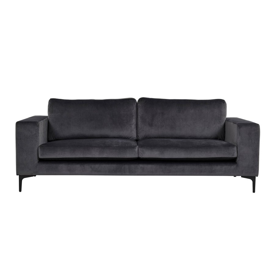 VENTURE DESIGN Bolero 3 pers. sofa - mrkegr velour og sort metal