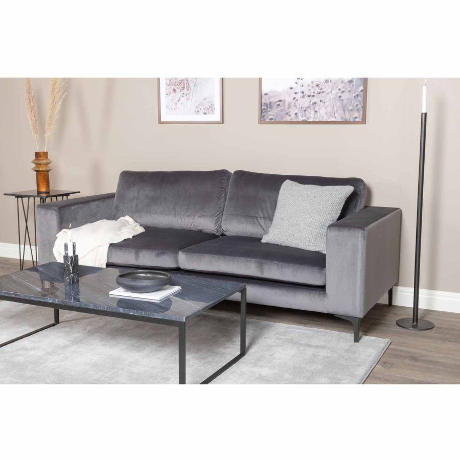 VENTURE DESIGN Bolero 3 pers. sofa - mrkegr velour og sort metal