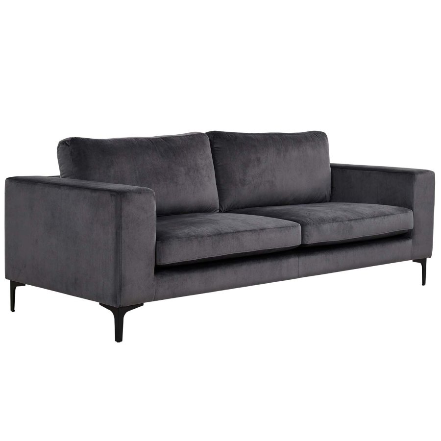 VENTURE DESIGN Bolero 3 pers. sofa - mrkegr velour og sort metal