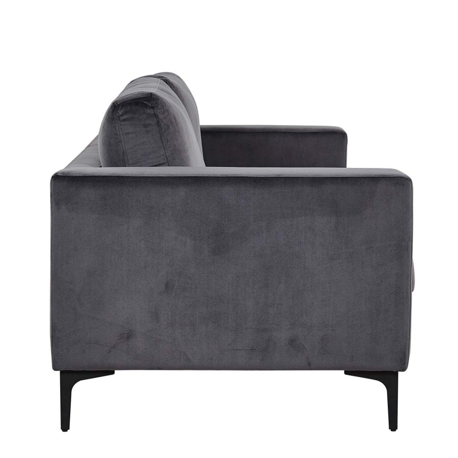 VENTURE DESIGN Bolero 3 pers. sofa - mrkegr velour og sort metal