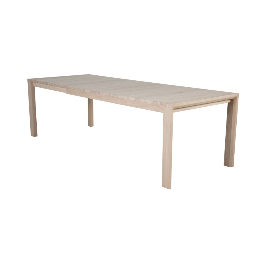VENTURE DESIGN Slider spisebord, m. 2 tillgsplader - hvidvasket egetrsfiner og egetr (170x95)