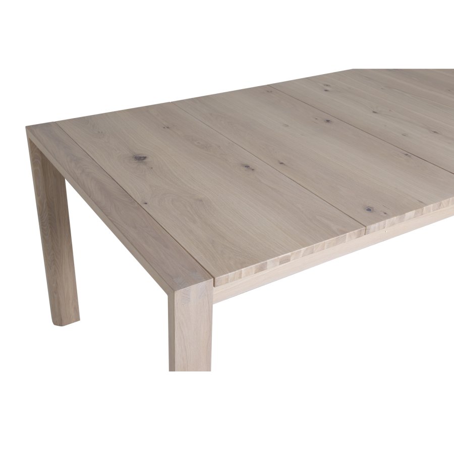 VENTURE DESIGN Slider spisebord, m. 2 tillgsplader - hvidvasket egetrsfiner og egetr (170x95)