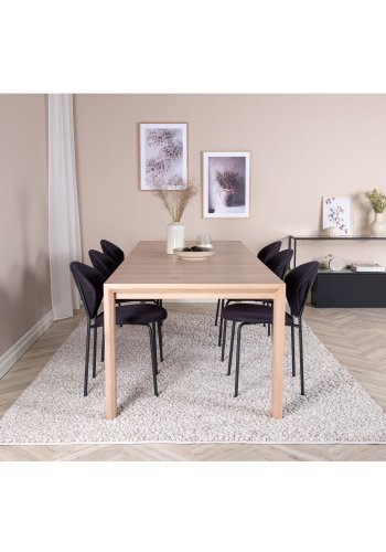 VENTURE DESIGN Slider spisebord, m. 2 tillgsplader - hvidvasket egetrsfiner og egetr (170x95)