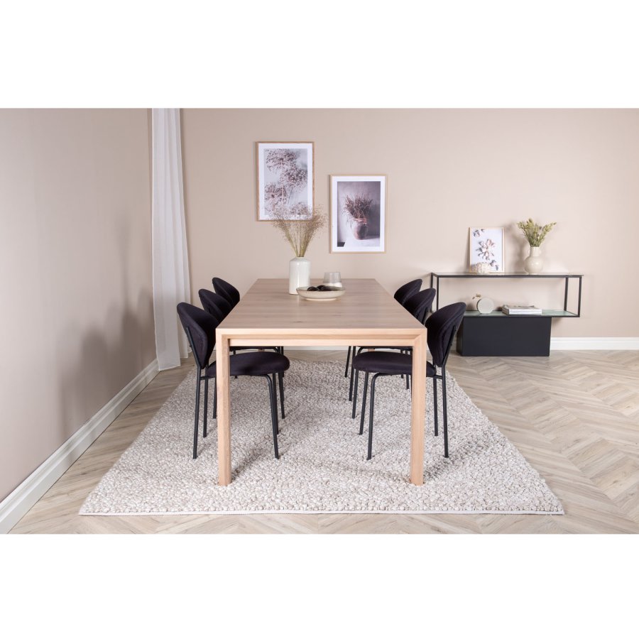 VENTURE DESIGN Slider spisebord, m. 2 tillgsplader - hvidvasket egetrsfiner og egetr (170x95)