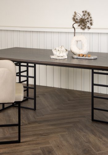 VENTURE DESIGN Ystad spisebord, rektangulr - mokka egefinér og sort aluminium (220x100)