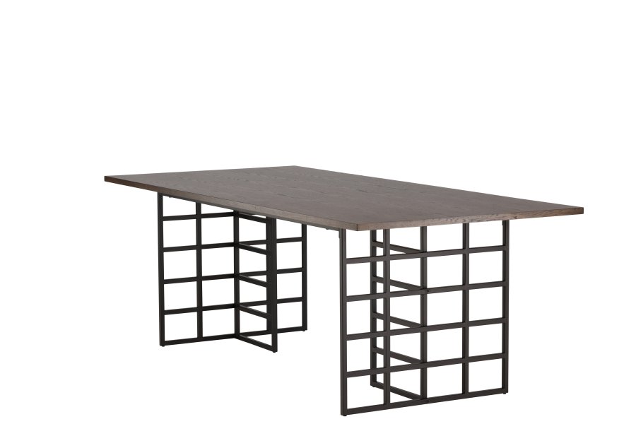 VENTURE DESIGN Ystad spisebord, rektangulr - mokka egefinér og sort aluminium (220x100)