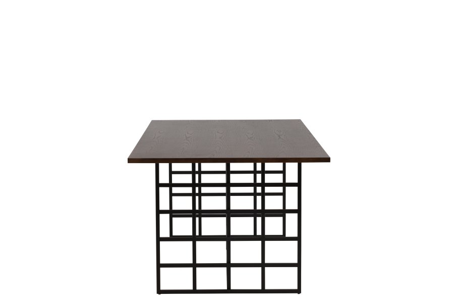 VENTURE DESIGN Ystad spisebord, rektangulr - mokka egefinér og sort aluminium (220x100)