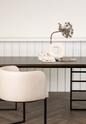 VENTURE DESIGN Ystad spisebord, rektangulr - mokka egefinér og sort aluminium (220x100)