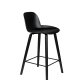 ZUIVER Albert Kuip barstol, m. rygln og fodsttte - sort polypropylen og sort asketr (65cm)