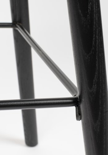 ZUIVER Albert Kuip barstol, m. rygln og fodsttte - sort polypropylen og sort asketr (65cm)
