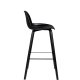 ZUIVER Albert Kuip barstol, m. rygln og fodsttte - sort polypropylen og sort asketr (75cm)
