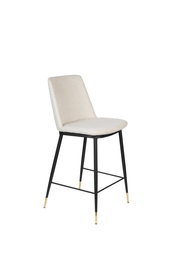 WHITE LABEL LIVING Lionel couterstol, m. rygln og fodsttte - beige stof og stl