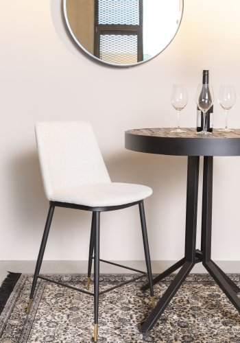 WHITE LABEL LIVING Lionel couterstol, m. rygln og fodsttte - beige stof og stl