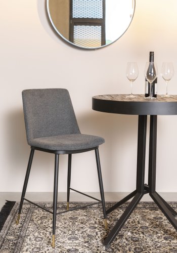 WHITE LABEL LIVING Lionel couterstol, m. rygln og fodsttte - mrkegr stof og stl