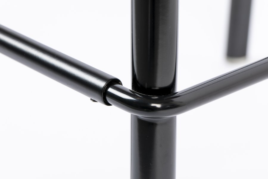 ZUIVER Spike barstol, m. rygln og fodsttte - natur rattan, lyserd polyester og sort stl (64,5cm)