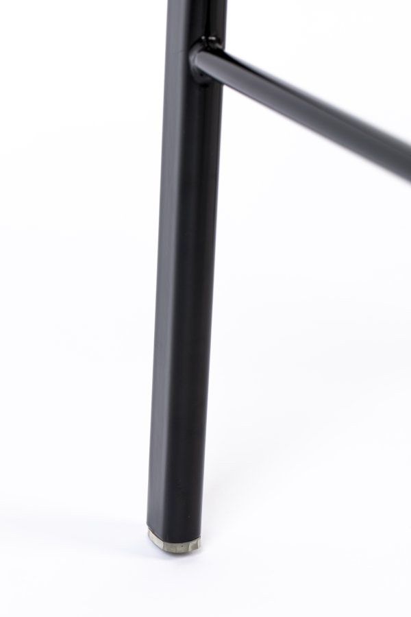 ZUIVER Spike barstol, m. rygln og fodsttte - natur rattan, gr polyester og sort stl (64,5cm)