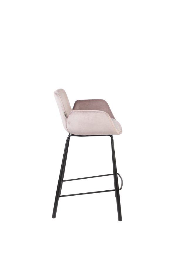 ZUIVER Brit barstol, m. rygln, armln og fodsttte - lyserd polyester og sort stl