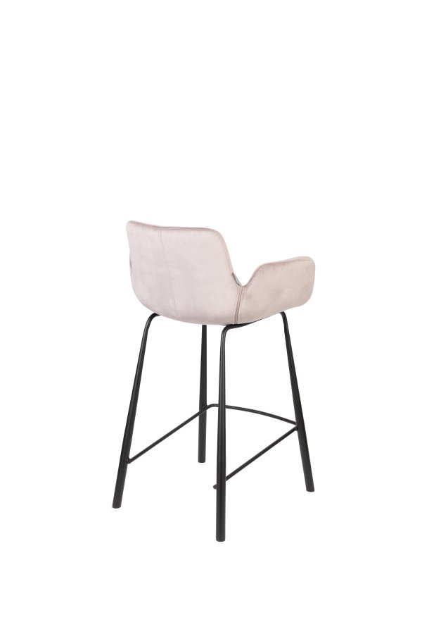 ZUIVER Brit barstol, m. rygln, armln og fodsttte - lyserd polyester og sort stl