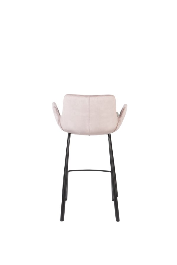 ZUIVER Brit barstol, m. rygln, armln og fodsttte - lyserd polyester og sort stl