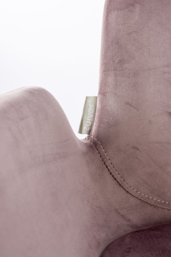 ZUIVER Brit barstol, m. rygln, armln og fodsttte - lyserd polyester og sort stl