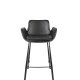 ZUIVER Brit LL barstol, m. rygln, armln og fodsttte - sort PU og sort stl
