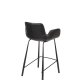 ZUIVER Brit LL barstol, m. rygln, armln og fodsttte - sort PU og sort stl