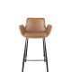 ZUIVER Brit LL barstol, m. rygln, armln og fodsttte - brun PU og sort stl