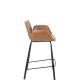 ZUIVER Brit LL barstol, m. rygln, armln og fodsttte - brun PU og sort stl