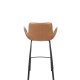 ZUIVER Brit LL barstol, m. rygln, armln og fodsttte - brun PU og sort stl