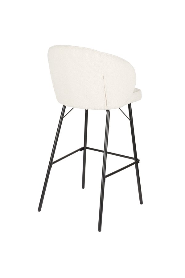 WHITE LABEL LIVING Joa barstol, m. rygln og fodsttte - hvid polyester og sort jern