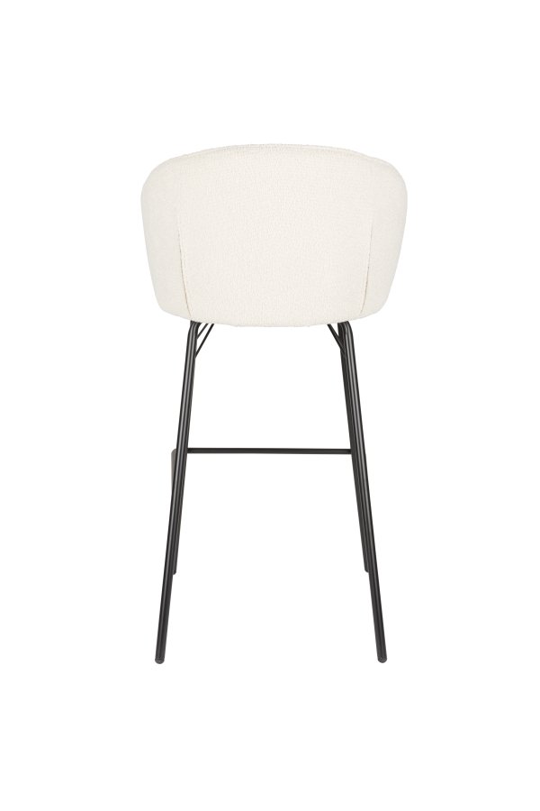 WHITE LABEL LIVING Joa barstol, m. rygln og fodsttte - hvid polyester og sort jern