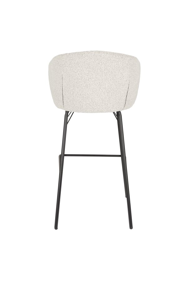 WHITE LABEL LIVING Joa barstol, m. rygln og fodsttte - beige polyester og sort jern