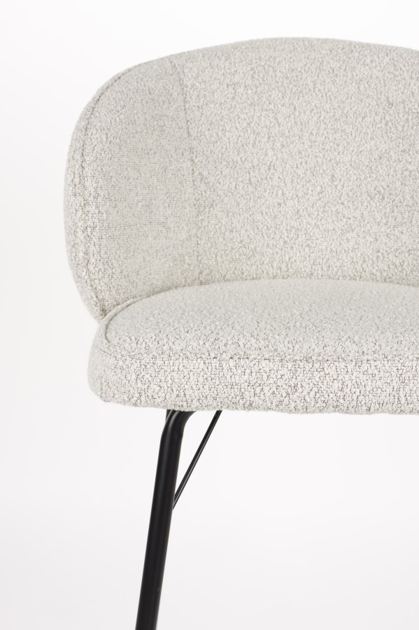 WHITE LABEL LIVING Joa barstol, m. rygln og fodsttte - beige polyester og sort jern