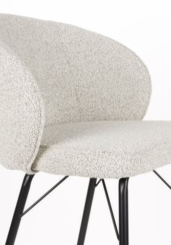 WHITE LABEL LIVING Joa barstol, m. rygln og fodsttte - beige polyester og sort jern