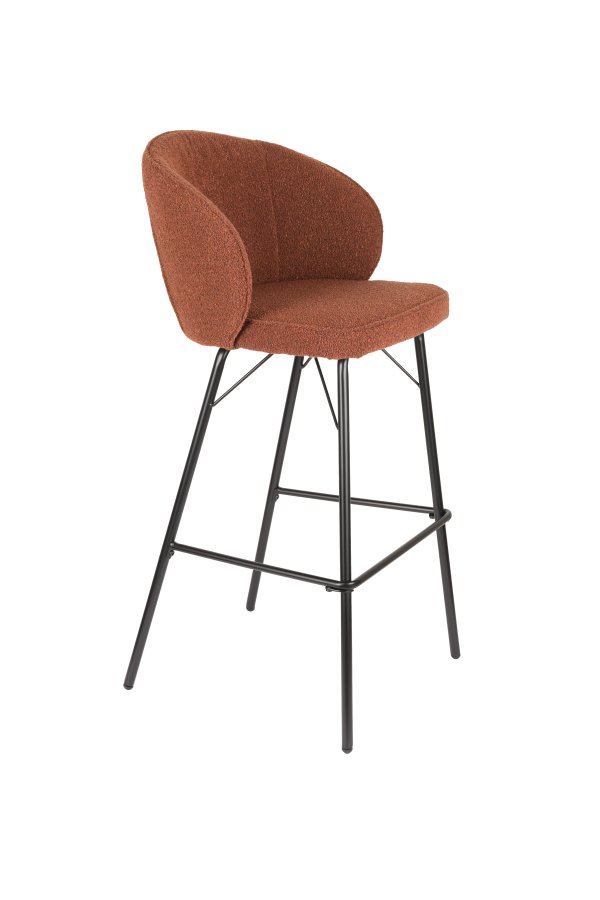 WHITE LABEL LIVING Joa barstol, m. rygln og fodsttte - terra polyester og sort jern