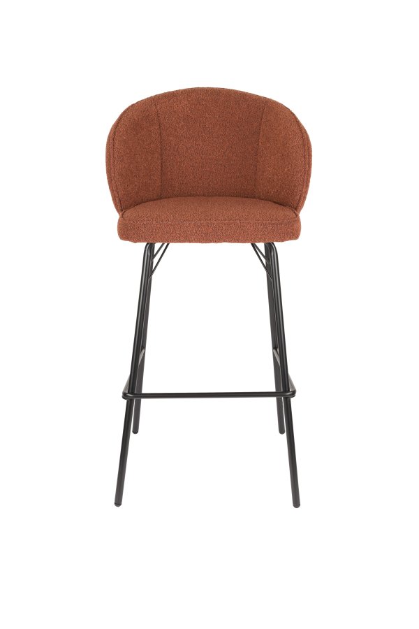 WHITE LABEL LIVING Joa barstol, m. rygln og fodsttte - terra polyester og sort jern