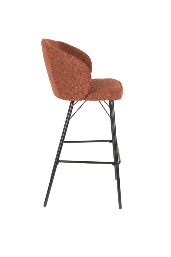 WHITE LABEL LIVING Joa barstol, m. rygln og fodsttte - terra polyester og sort jern