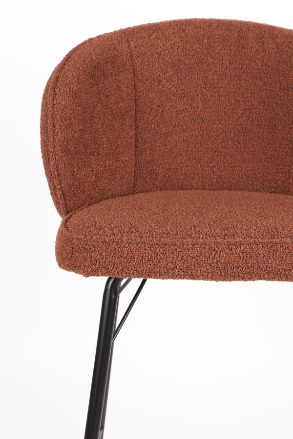 WHITE LABEL LIVING Joa barstol, m. rygln og fodsttte - terra polyester og sort jern