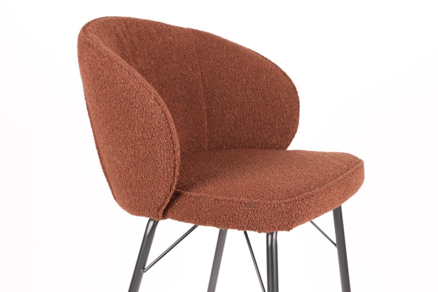 WHITE LABEL LIVING Joa barstol, m. rygln og fodsttte - terra polyester og sort jern