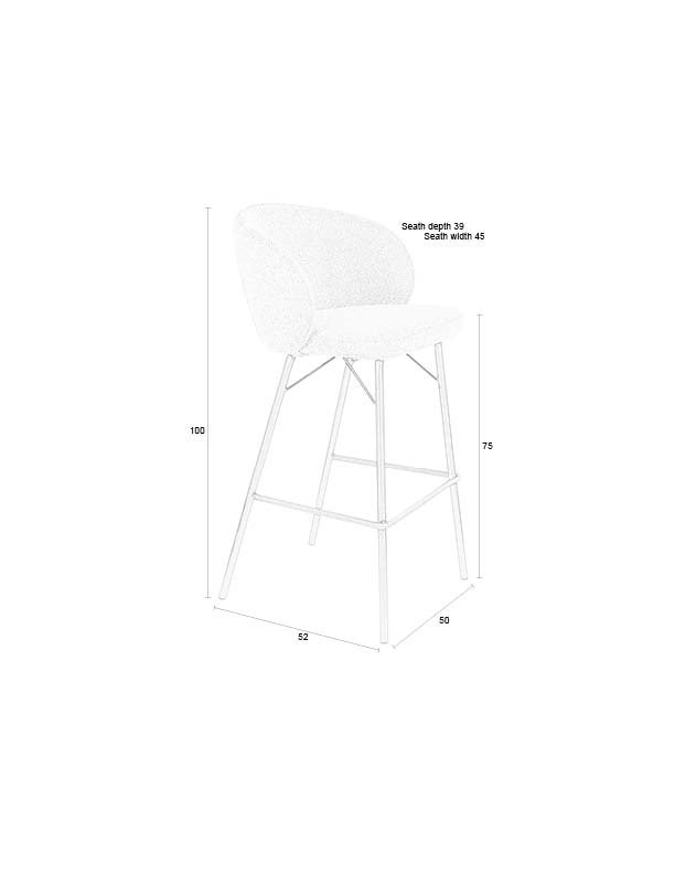 WHITE LABEL LIVING Joa barstol, m. rygln og fodsttte - terra polyester og sort jern
