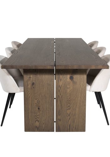 VENTURE DESIGN Slider spisebord, m. 2 tillgsplader - smoked egetrsfiner og smoked egetr (170x95)